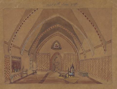 George Cressal Ellis Design for Setting of Charles Kean's Richard II at the Princess's Theatre, March 12, 1857 - Act 5, Scene 2