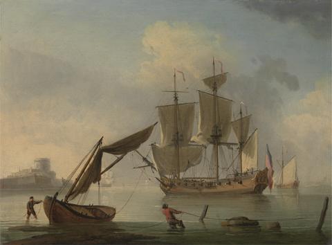 Francis Swaine An English Sloop Becalmed near the Shore