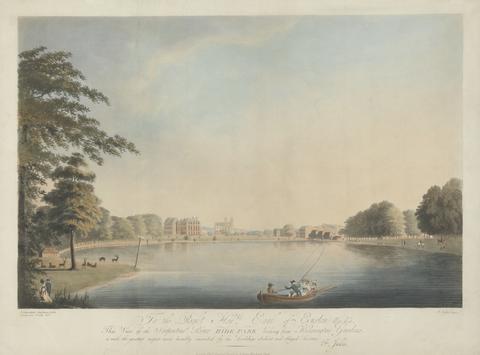 Francis Jukes Hyde Park. View of the Serpentine River looking from Kensington Gardens