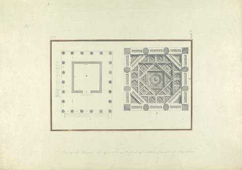 Giovanni Battista Borra Plan of a Temple at Mylasa and Detail of a Coffered Ceiling from a Tomb