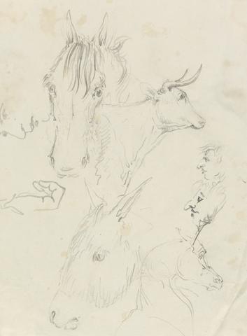 unknown artist Horses, Cow and Men
