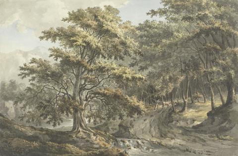 William P. Sherlock Landscape with River and Cattle Driver in Background