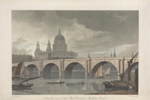 William James Bennett South West View of Saint Paul's Cathedral and Blackfrairs Bridge
