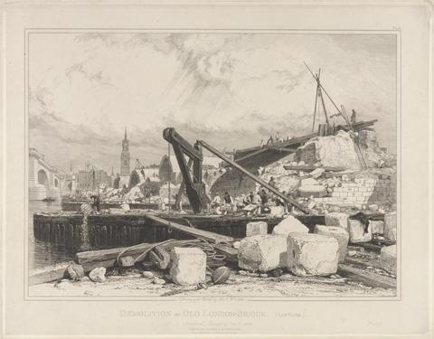 Edward William Cooke Demolition of Old London Bridge