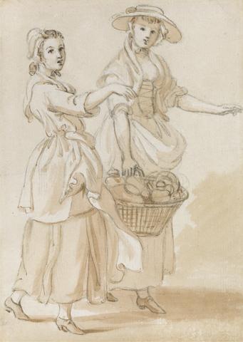 Paul Sandby RA Two Girls Carrying a Basket
