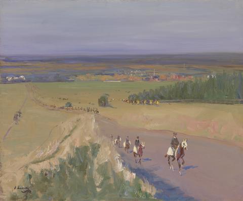 Sir John Lavery String Out Exercising at Newmarket, 1913