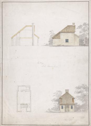 Sir Jeffry Wyatville Cottage at Belton House, Lincolnshire: Plan, Section and Elevations