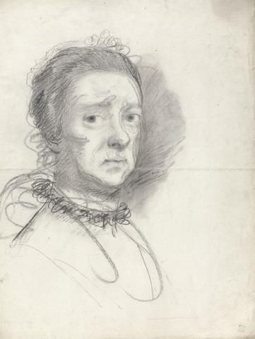 Sir Joshua Reynolds RA Head of an elderly lady; studies from Raphael's Disputation