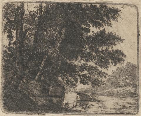 unknown artist River Scene with Overhanging Trees