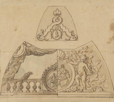 Sir James Thornhill Design for a Ceiling Decoration (with a Parrot)