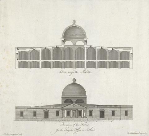 Elevation of the Front for the Register Offices in Scotland