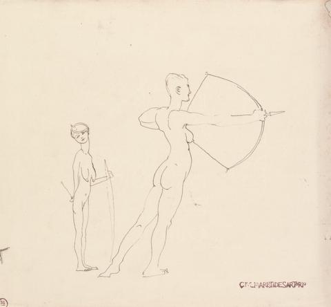 Giulio Aristide Sartorio Nude Woman with Bow and Arrow