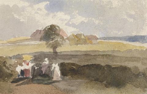 Peter DeWint Landscape Sketch with Figures in Foreground