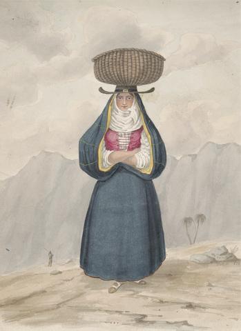 Alfred Diston Peasant woman with basket on her head - La Palma, 1828