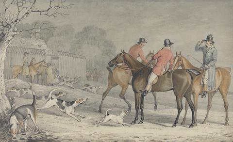 Samuel Alken Foxhunting: The Meet, With Hounds Coming Out of Kennel