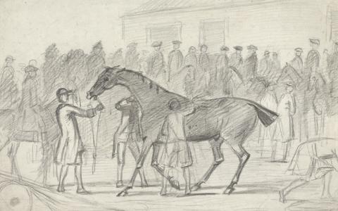 Sawrey Gilpin A Stable Boy rubbing down a Racehorse