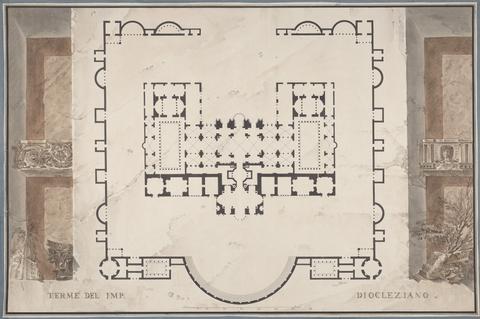Giovanni Stern Plans of Ancient Roman Baths: Terme del Imp. Diocleziano