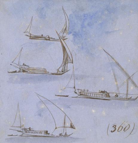 Edward Lear Studies of boats on the Nile