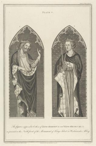 James Basire An Account of Some Ancient Monuments in Westminster Abbey, in Vetusta Monumenta, vol. 2: The Figures supposed to be those of King Sebert and King Henry III (Plate V)