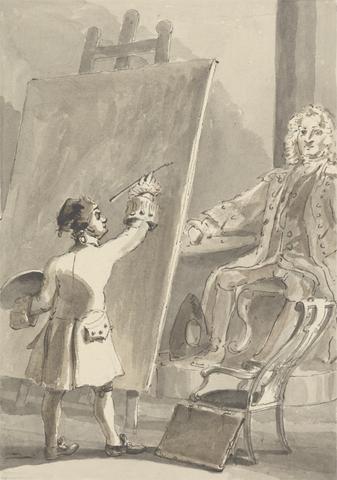 John Thomas Smith Hogarth Painting His Picture of Captain Coram for the Foundling Hospital