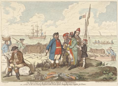 James Gillray The Real Cause of the Present High-Price of Provisions or A View on the Sea Coast of England, with French Agents Smuggling Away Supplies for France