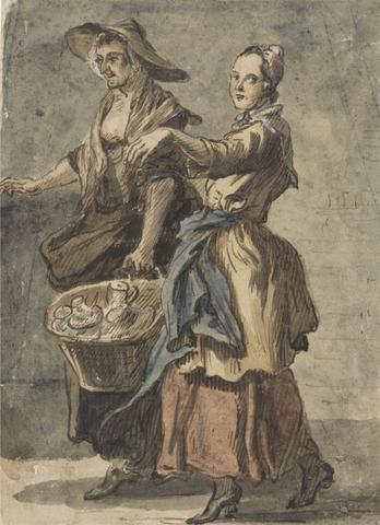Paul Sandby RA Two Women holding a Basket