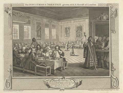 William Hogarth Plate 8, The Industrious 'Prentice Grown Rich and Sheriff of London
