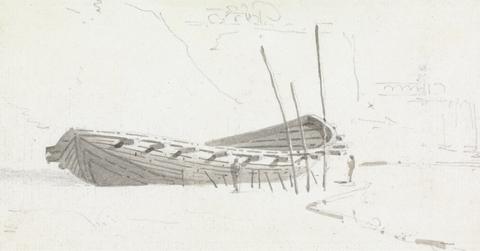 Thomas Daniell Hull of a Boat on Shore