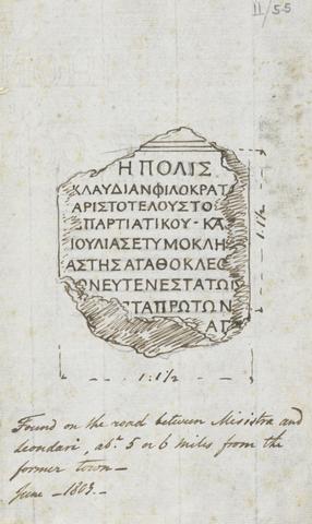 Sir Robert Smirke the younger Ancient Greek Inscriptions, Found on the Road Between Mystras and Leontari