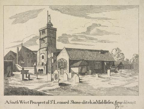 unknown artist A.S.W. Prospect of St. Leonard Shoreditch in Middlesex