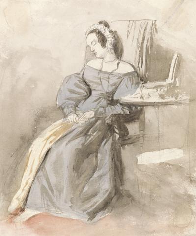 Alfred Edward Chalon Study of a Lady Asleep in a Chair