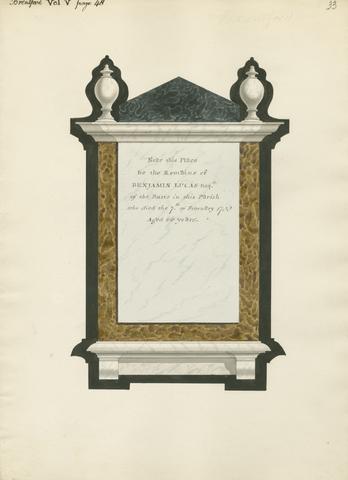 Daniel Lysons Memorial to Benjamin Lucas from Brentford Church