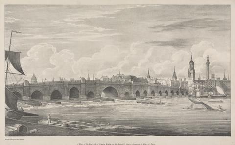R. Martin A View of the East Side of London Bridge in 1827