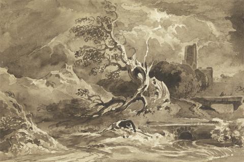 Cornelius Varley A Tree Struck by Lightning