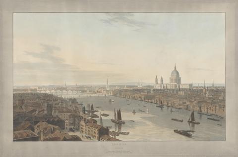 William Daniell Plate IV: London, St. Paul's and Blackfriars Bridge from Southwark