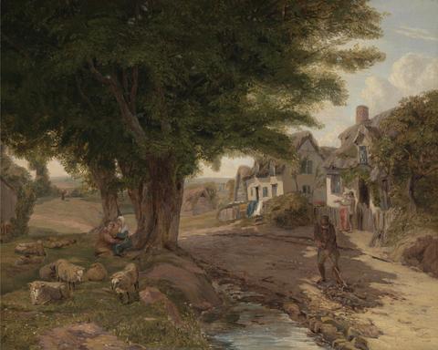 Jessica Landseer Village Scene (possibly Colickey Green, Essex)