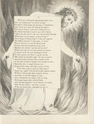 William Blake Plate 34 (page 73): 'Draw the dire steel? -- ah no!-- the dreadful blessing'