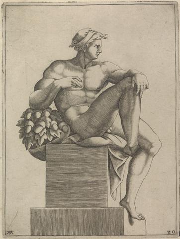 Adamo 'Ghisi' Scultori Male Nude from Panel of "God Separating Light from Dark"