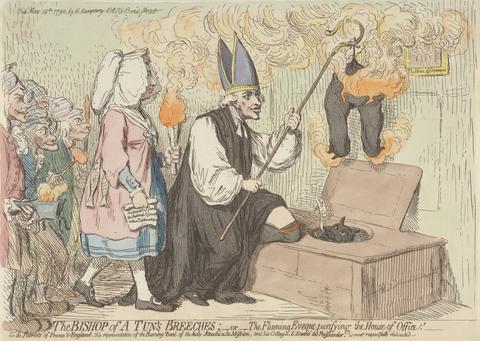 James Gillray The Bishop of a Tun's Breeches; - or - The Flaming Eveque, Purifying the House of Office
