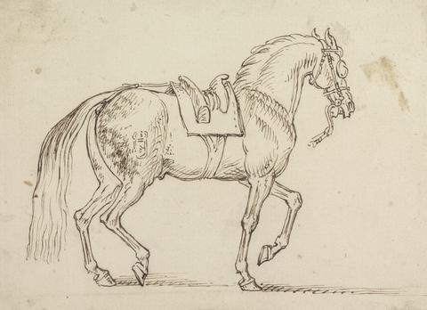 James Seymour Saddled Horse, with a Crest Branded on His Flank, Walking to Right