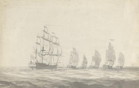 Joseph Cartwright Six Battleships Tacking in Heavy Seas