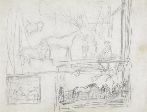 Sir Alfred J. Munnings Study for Painting of Poethlyn with Major and Mrs. Hugh Peel
