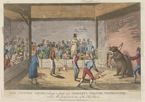 Henry Thomas Alken The Country Squire taking a peep at Charley's Theatre Westminster