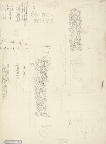 James Bruce Architectural Detail with Measurements both sides of Sheet; From Temple at Thignica, Modern Ain Tunga