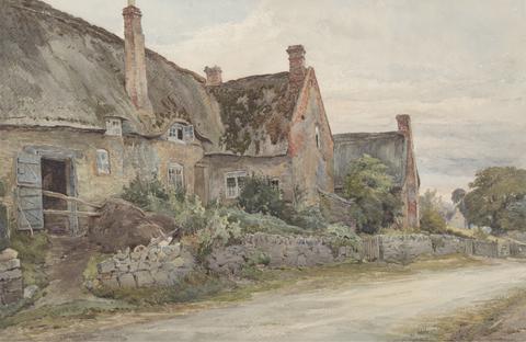 John Fulleylove Thatched Cottage with Barn Adjoining