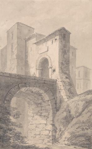 John Henderson Gateway to a Castle: approached by a bridge