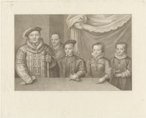 Francesco Bartolozzi King Henry VIII with Will Somer, Edward VI, Mary I, and Elizabeth I