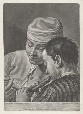 Johann Lorenz Haid Portrait of Two Men, One Playing Recorder