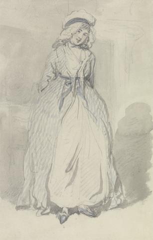 Thomas Rowlandson A Young Woman in a Blue Striped Dress