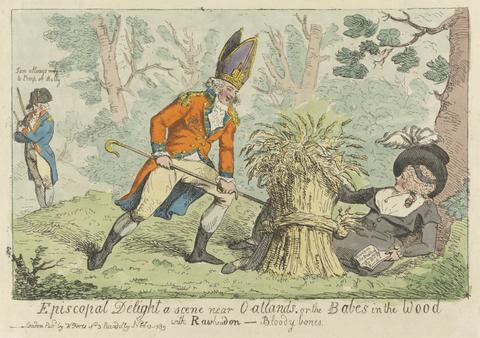Episcopal Delight a Scene Near Oatlands, or The Babes in the Wood, with Rawheadon - Bloody Bones (from: Caricature, vol. 3)